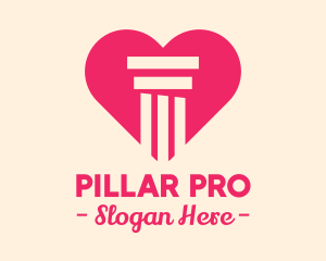 Pink Pillar Heart logo design