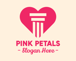 Pink Pillar Heart logo design