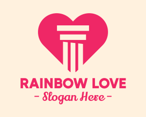 Pink Pillar Heart logo design