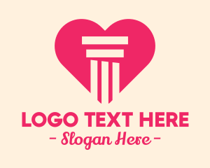 Romance - Pink Pillar Heart logo design
