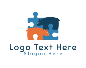 Children - Jigsaw Puzzle Bear logo design