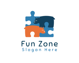 Playtime - Jigsaw Puzzle Bear logo design