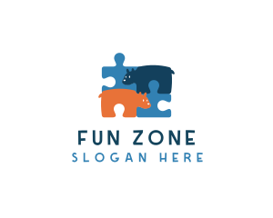 Jigsaw Puzzle Bear logo design