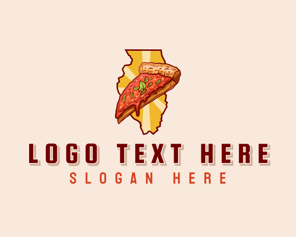 Map - Illinois Pizza Snack logo design