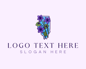 Map - Illinois Flower Violet logo design