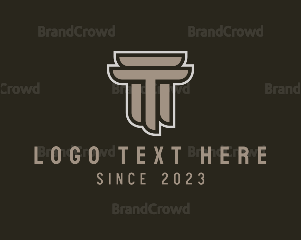 Ancient Column Letter T Logo