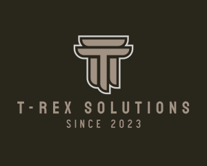 Ancient Column Letter T logo design