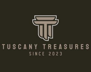 Ancient Column Letter T logo design