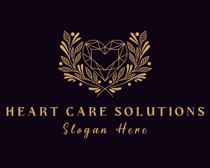 Wreath Heart Crystal logo design