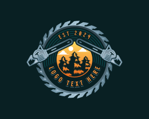 Woodcutting - Chainsaw Logging Joinery logo design
