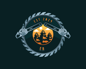 Pine Tree - Chainsaw Logging Joinery logo design