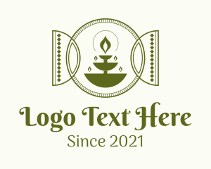 Candle - Green Arabic Fountain logo design