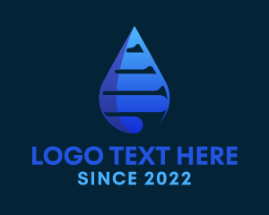 H2o - Mineral Water Droplet logo design