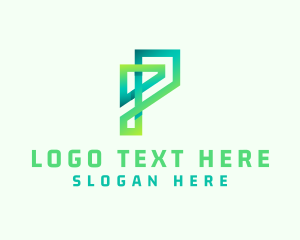 Letter P - Digital Software App logo design
