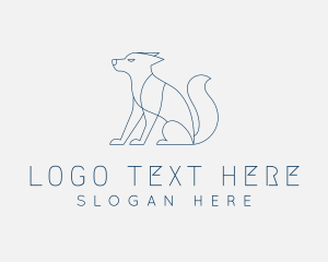 Puppy - Blue Sitting Dog logo design