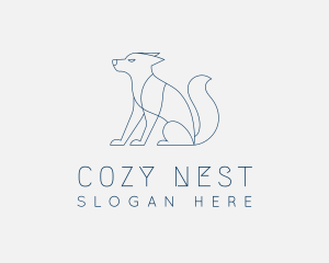 Sit - Blue Sitting Dog logo design