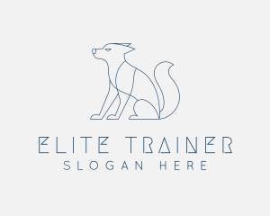 Blue Sitting Dog logo design