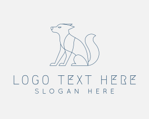 Dog - Blue Sitting Dog logo design