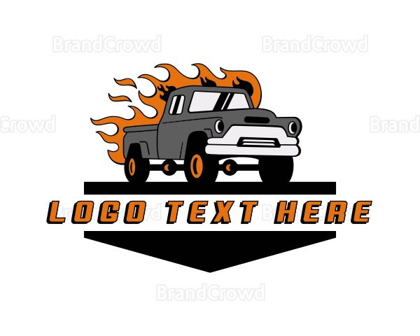 Flame Truck Transportation Logo