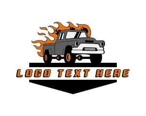 Freight - Flame Truck Transportation logo design