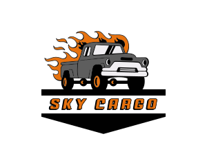 Flame Truck Transportation logo design