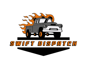 Flame Truck Transportation logo design