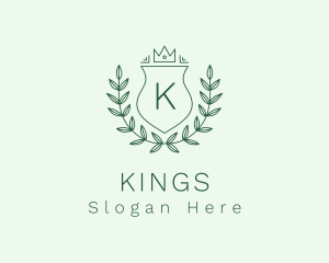 Crown Wreath Shield logo design