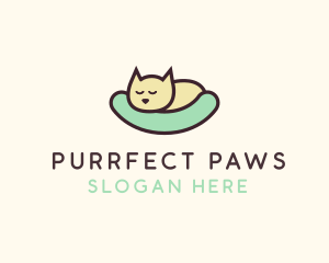 Sleeping Cat Animal logo design