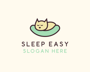 Sleeping Cat Animal logo design