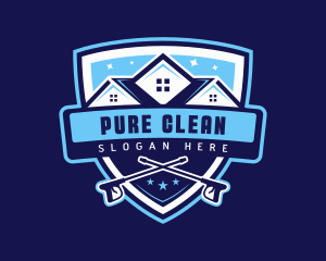 Pressure Wash Cleaning Roof logo design