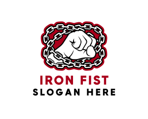 Chain Fist Hand  logo design