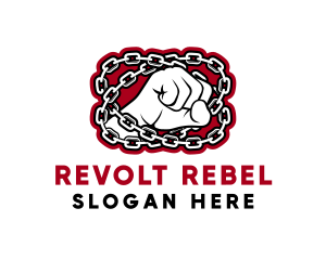 Rebellious - Chain Fist Hand logo design