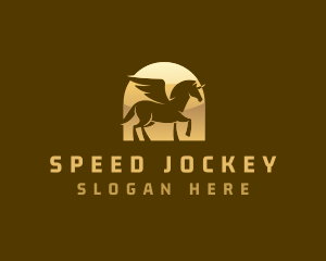 Jockey - Majestic Pegasus Horse logo design