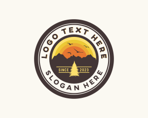 Forest - Mountain Outdoor Sunrise logo design