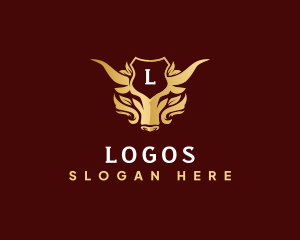 Horns - Luxury Bull Crest Shield logo design