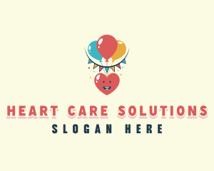 Heart Balloon Celebration logo design