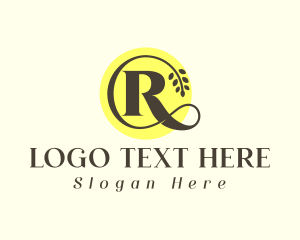 Crop - Feminine Leafy Letter R logo design
