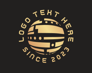 Tech - Golden Tech Globe logo design
