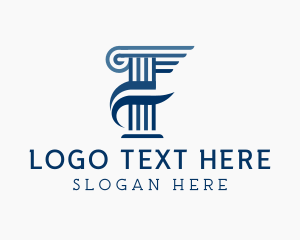 Column - Pillar Swoosh Letter F logo design