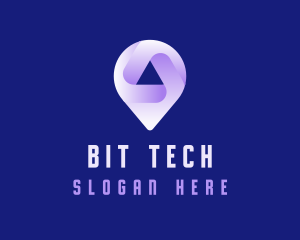 Technology Location Pin Tracker logo design