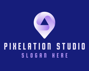 Technology Location Pin Tracker logo design