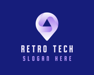 Technology Location Pin Tracker logo design