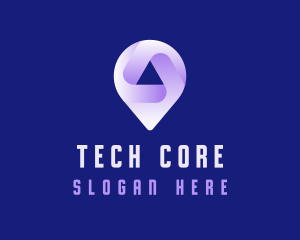 Technology Location Pin Tracker logo design