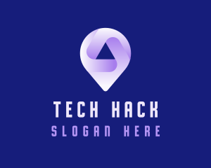 Technology Location Pin Tracker logo design