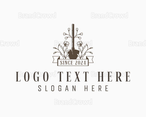 Shovel Flower Gardening Logo