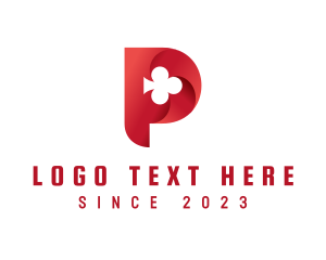 Negative Space - Red Clubs Letter P logo design