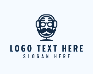 Podcasting - Mustache Podcast Media logo design