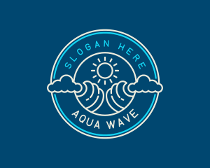 Wave Beach Ocean logo design