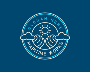 Wave Beach Ocean logo design