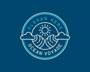 Wave Beach Ocean logo design